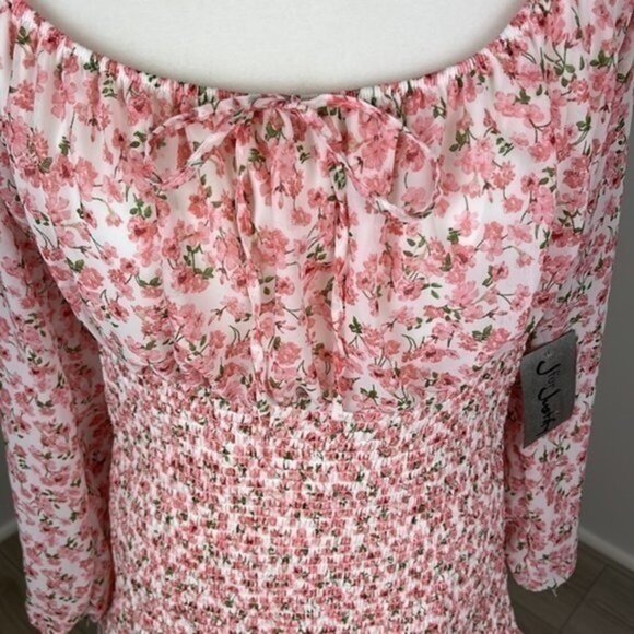 J for Justify Floral Smocked Long Sleeve Mini Dress Size XL NWT - Picture 3 of 8